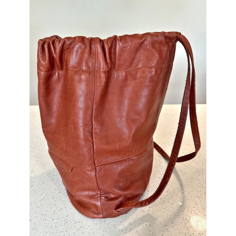Will Leather Goods Cloud Backpack Brown Full Grain Leather Drawstring Rucksack - Picture 5 of 11